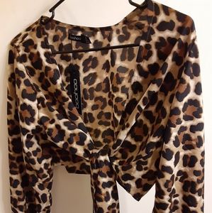 Leopard Crop Top and Pants Set
